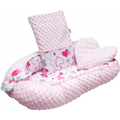 New Baby Luxusní hnízdečko s polštářkem a peřinkou z Minky Motýlci Růžová