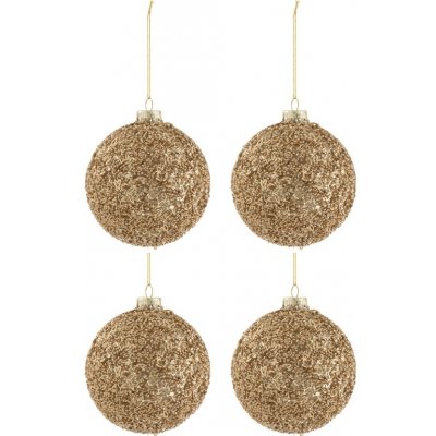 J-Line Set čtyř zlatých skleněných vánočních ozdob Briye 13 cm – Zboží Dáma