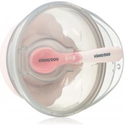 Kikkaboo Suction Bowl with Spoon miska s lžičkou s víčkem 4 m Pink 1 ks