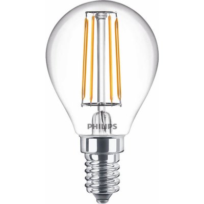 Philips LED žárovka LED E14 P45 4,3W = 40W 470lm 2700K Teplá bílá Filament – Zboží Mobilmania