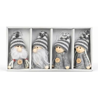 DECOLED Sada dřevěných vánočních ozdob panáčci 7 cm, dřevo a příze, balení 4 ks – Hledejceny.cz