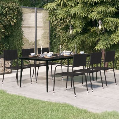 OMAXI 927106 Zahradní jídelní stůl černý 200 x 100 x 74 cm ocel a sklo – Hledejceny.cz