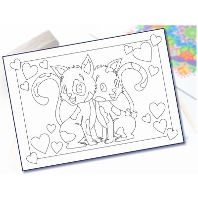 Radost v písku Šablona na pískování zamilované kočičky A5 148 x 210 mm – Zboží Dáma