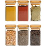 Orion Sada kořenek skleněné hranaté s bambusovým víčkem CUBE 6 x 0,2 l – Zboží Dáma