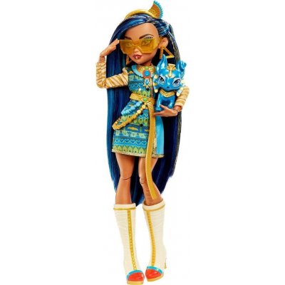 Mattel Monster High Cleo De Nile Doll With Blue Streaked Hair And Pet Dog