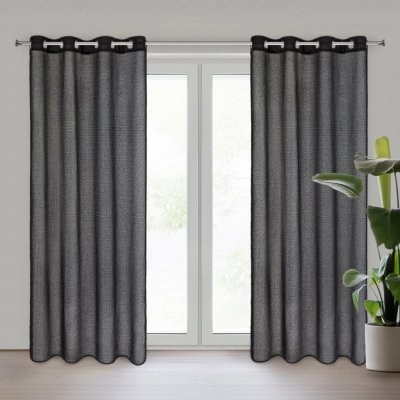 EUROFIRANY ZÁVĚS NA KROUŽCÍCH AGIS 140X250 CM ČERNÁ – Hledejceny.cz