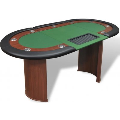 ZBXL Pokerový stůl pro 10 hráčů, zóna pro dealera + držák na žetony, zelený