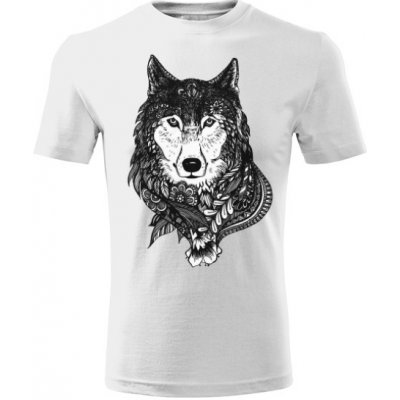 Tričko s potiskem Černý vlk pánské Bílá – Zboží Mobilmania