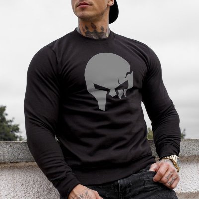 mikina bez kapuce Iron Aesthetics SKULL B&G černá – Zboží Dáma