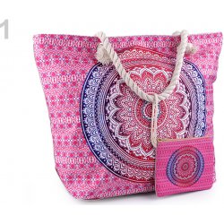 Letní plážová taška mandala s taštičkou pink