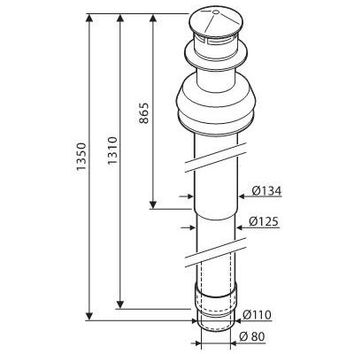 Junkers AZ 378 - Odkouření svislé 1350 mm, černé 7716050053 – Zboží Dáma