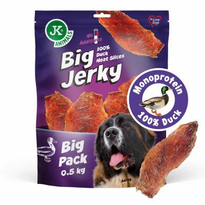 JK ANIMALS Big Jerky 100% Duck Meat Slices Přírodní sušené plátky z kachních filet 500 g – Sleviste.cz