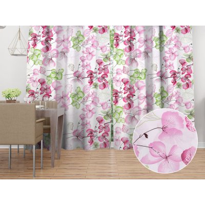 Biante Bavlněný závěs Sandra SA-366 Růžovo-zelené květy na bílém 140x200 cm – Hledejceny.cz