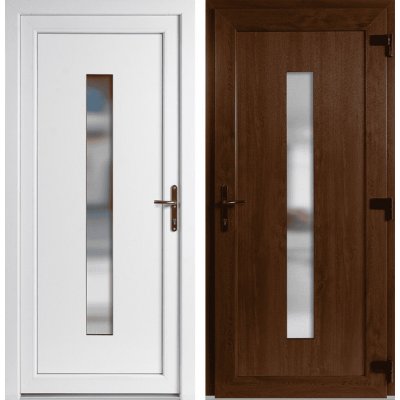 OknaDvereNaMiru.cz Vchodové plastové dveře Hana zlatý dub / bílá pravé otevírání ven 98 x 198 cm – Sleviste.cz