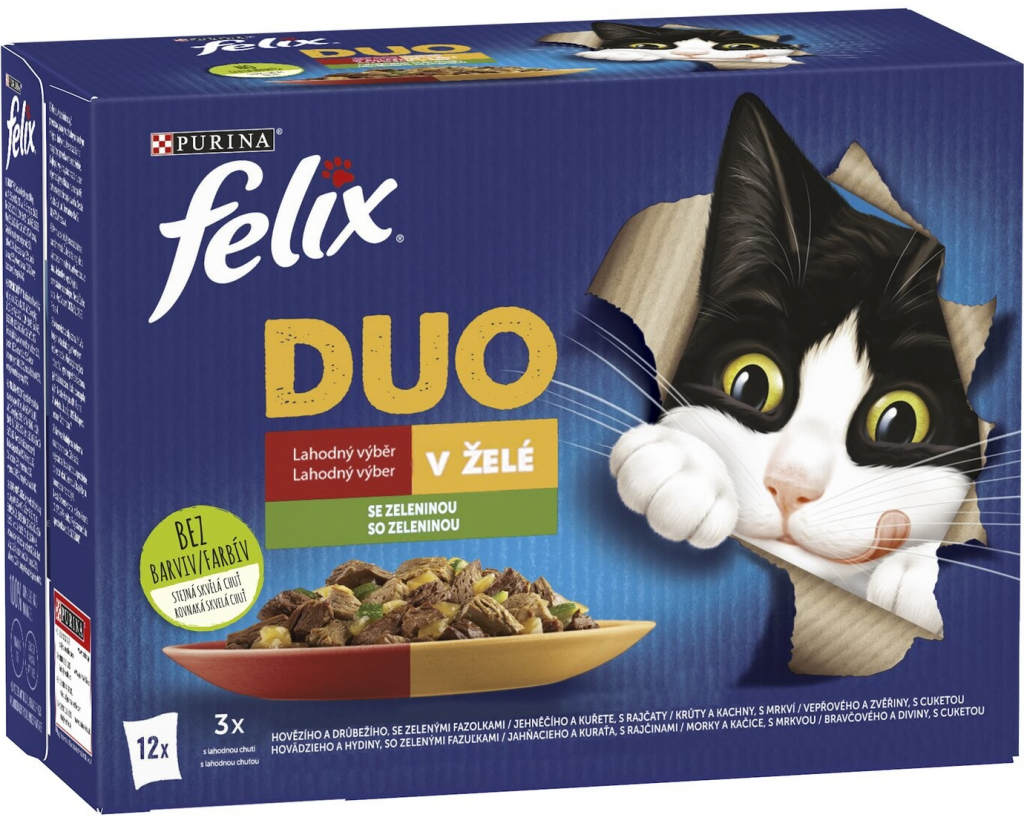 Felix DUO hovězí drůbeží játra jehněčí 12 x 85 g