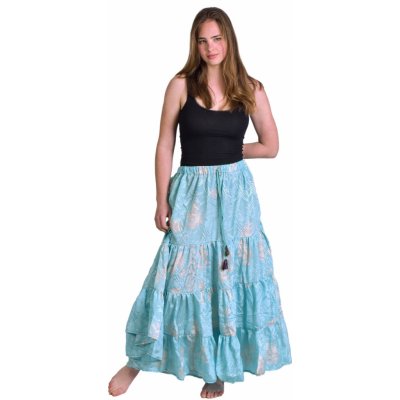 Sanu Babu dlouhá sukně z recyklovaných sárí patchwork guma v pase