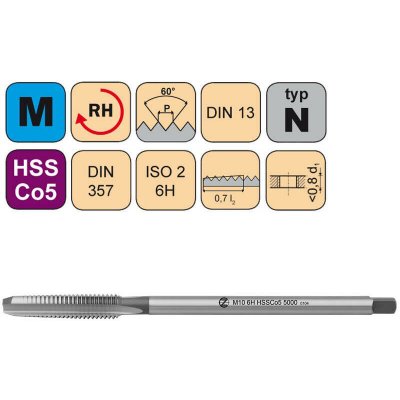 NÁSTROJE CZ Závitník maticový M7x1 ISO2 HSSCo5 DIN 357 - 5000 - CZZ5000-M7-ISO2 – Hledejceny.cz