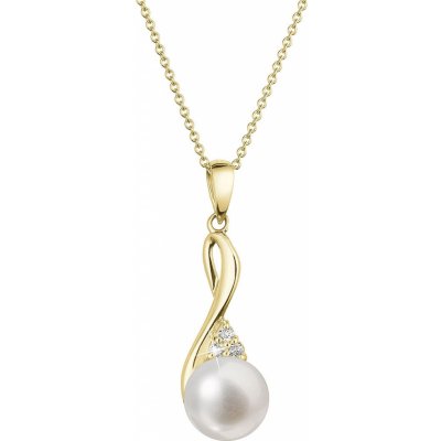 Evolution Group Zlatý perlový náhrdelník s brilianty 92PB00050