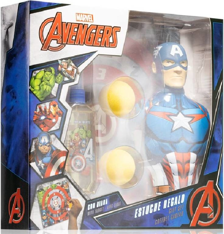 Marvel Avengers Captain America EDT 90 ml + 2v1 pěna do koupele / šampón 350 ml + terč na suchý zips dárková sada