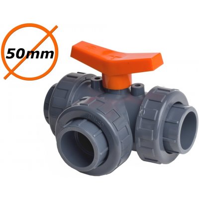 PVC trojcestný kulový ventil, typ T 50 mm lepení – Hledejceny.cz