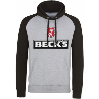 Hybris Baseball Becks Beer Mikina s kapucí šedá-černá