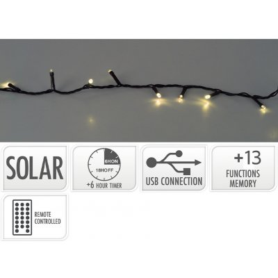 Koopman International b.v. Světelný řetěz 480 LED bílá teplá se solárním panelem délka 21 m – Hledejceny.cz