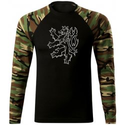 Waragod Fit-T tričko s dlouhým rukávem český lev woodland