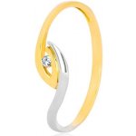 Šperky Eshop Zlatý prsten nepravidelně zahnuté konce ramen blyštivý zirkon S3GG56.21 – Sleviste.cz