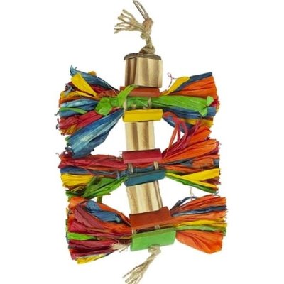 Duvo+ Závěsná barevná hračka z kukuřičných listů s bambusem a kokosem 25,4x15,2x3,5 cm