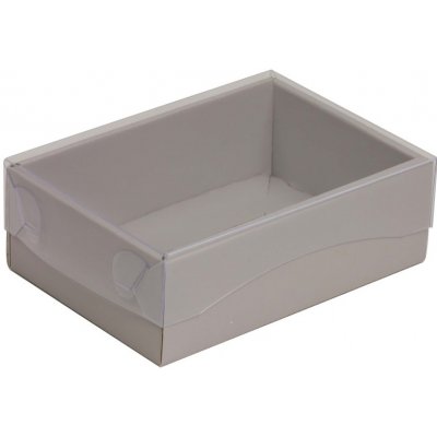 Dárková krabička s průhledným víkem 150x100x50/35 mm, šedá – Zboží Mobilmania