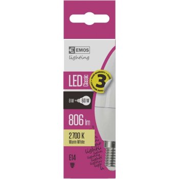 Emos LED žárovka Classic Candle 8W E14 teplá bílá