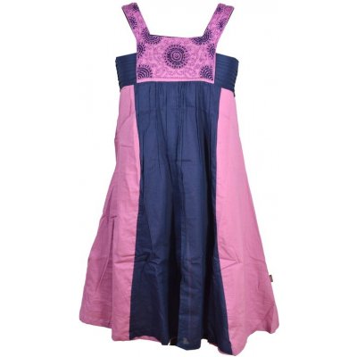 Sanu Babu Tmavě modro-fialové krátké šaty bez rukávu s výšivkou