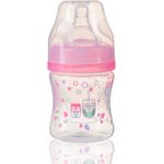 BabyOno Antikoliková lahvička se širokým hrdlem růžová 120ml – Zboží Dáma