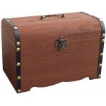 Pokladnička SEJF na PENÍZE dřevěná vintage VELKÁ truhla dárek 25CM – Zboží Dáma