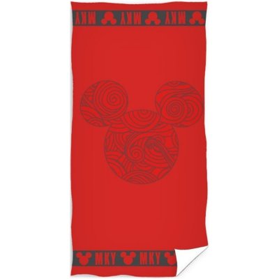 Carbotex · Plážová osuška Mickey Mouse - Disney - červená s gramáží 300g/m2 - 70 x 140 cm