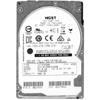 HGST 600 GB 2,5" SAS-3, HUC101860CS4200