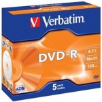 Verbatim DVD-R 4,7GB 16x, AZO, slim box, 5ks (43519) – Zboží Mobilmania