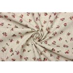 Dekorační látka len | polyester - Květinový vzor růže – Zboží Dáma