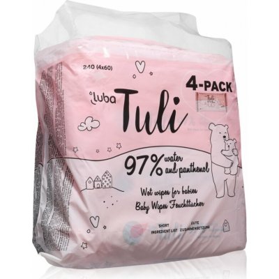 LUBA TULI 97% voda a panthenol, dětské vlhčené ubrousky 4 x 60 ks – Hledejceny.cz