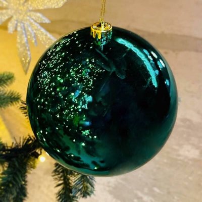 DECOLED Velká vánoční koule 20 cm, paví zelená lesklá, plastová baňka, UV – Hledejceny.cz