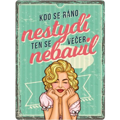 Retro cedule plech CZ 300x400 Kdo se ráno nestydí, ten se večer nebavil – Hledejceny.cz