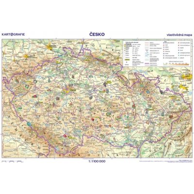 Česko - vlastivědná mapa, 1 : 1 100 000 / obrysová mapa / 46 x 32 cm – Hledejceny.cz