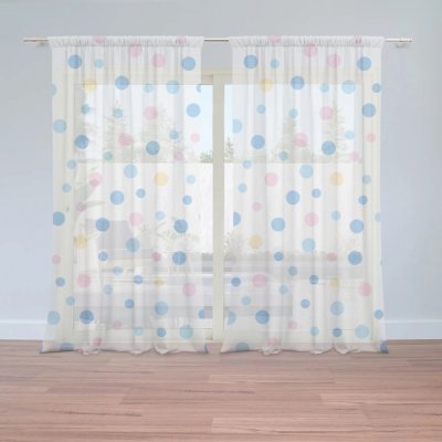 Sablio Záclony Barevné puntíky na bílé: 2ks 150x250cm – Hledejceny.cz