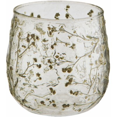MADAM STOLTZ Skleněný svícen Flower Petals, čirá barva, sklo – Zboží Dáma