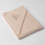 Veba LOTA osuška s kapucí béžová s výšivkou Zajíček mazlíček béžová lemovka 75 x 75 cm – Zboží Dáma
