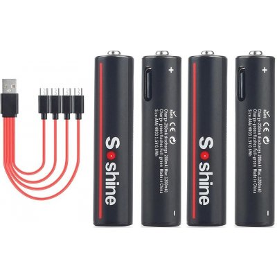 Soshine SOSHINE® 4x dobíjecí USB AA 1,5V baterie 3500mWh + USB kabel – Hledejceny.cz