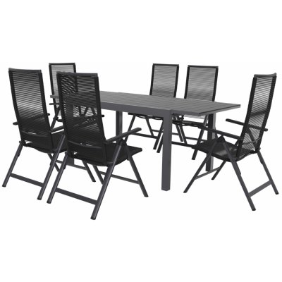 LIVARNO home Sada hliníkového zahradního nábytku s rozkládacím stolem a křesly Miami, 7dílná, antracitová – Zboží Dáma