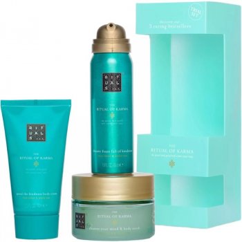 Rituals The Ritual Of Karma tělový krém 70 ml + sprchová pěna 50 ml + čisticí tělový peeling 125 g dárková sada