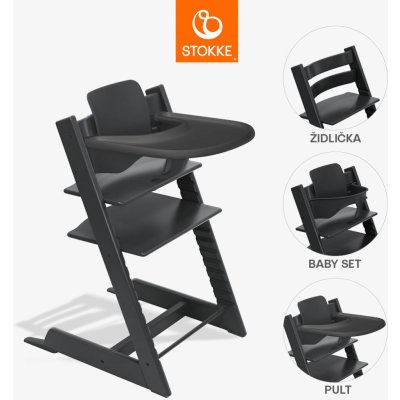 STOKKE Tripp Trapp Black + Tripp Trapp Baby set Black – Zboží Dáma