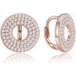 MINET JMAS0314RE00 Luxusní rose gold kruhové stříbrné náušnice s bílými zirkony – Zboží Dáma